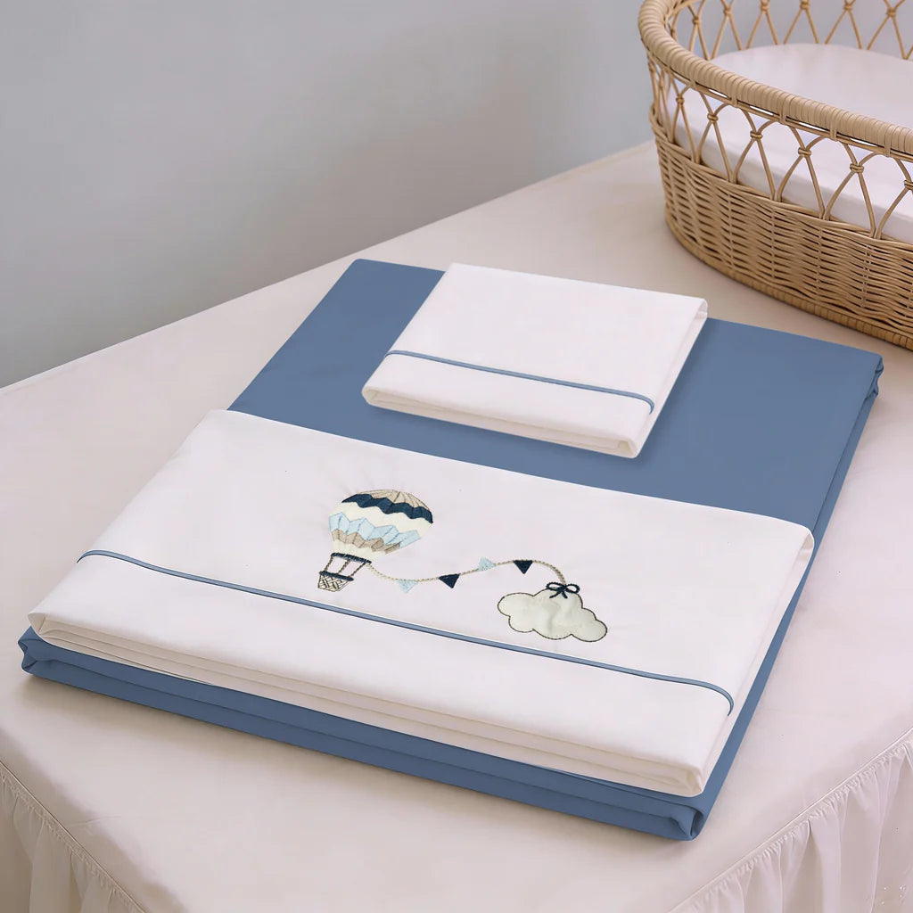 LENZUOLA LETTO COCCOLISSIMI MONGOLFIERA AZZURRO
