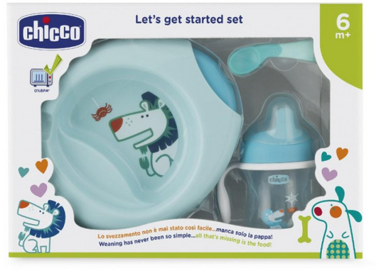 356 - Chicco Set Pappa 6 Mesi+ Azzurro - Set Completo