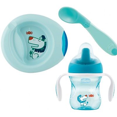 354 set pappa chicco easy meal 6m+ azzurro